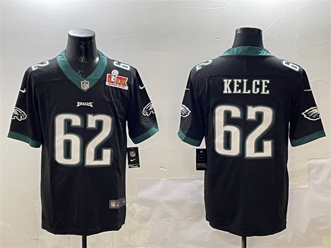 Philadelphia Eagles #62 Jason Kelce Black 2025 Super Bowl LIX Patch Vapor Untouchable Limited Stitched Jersey - Zenithce