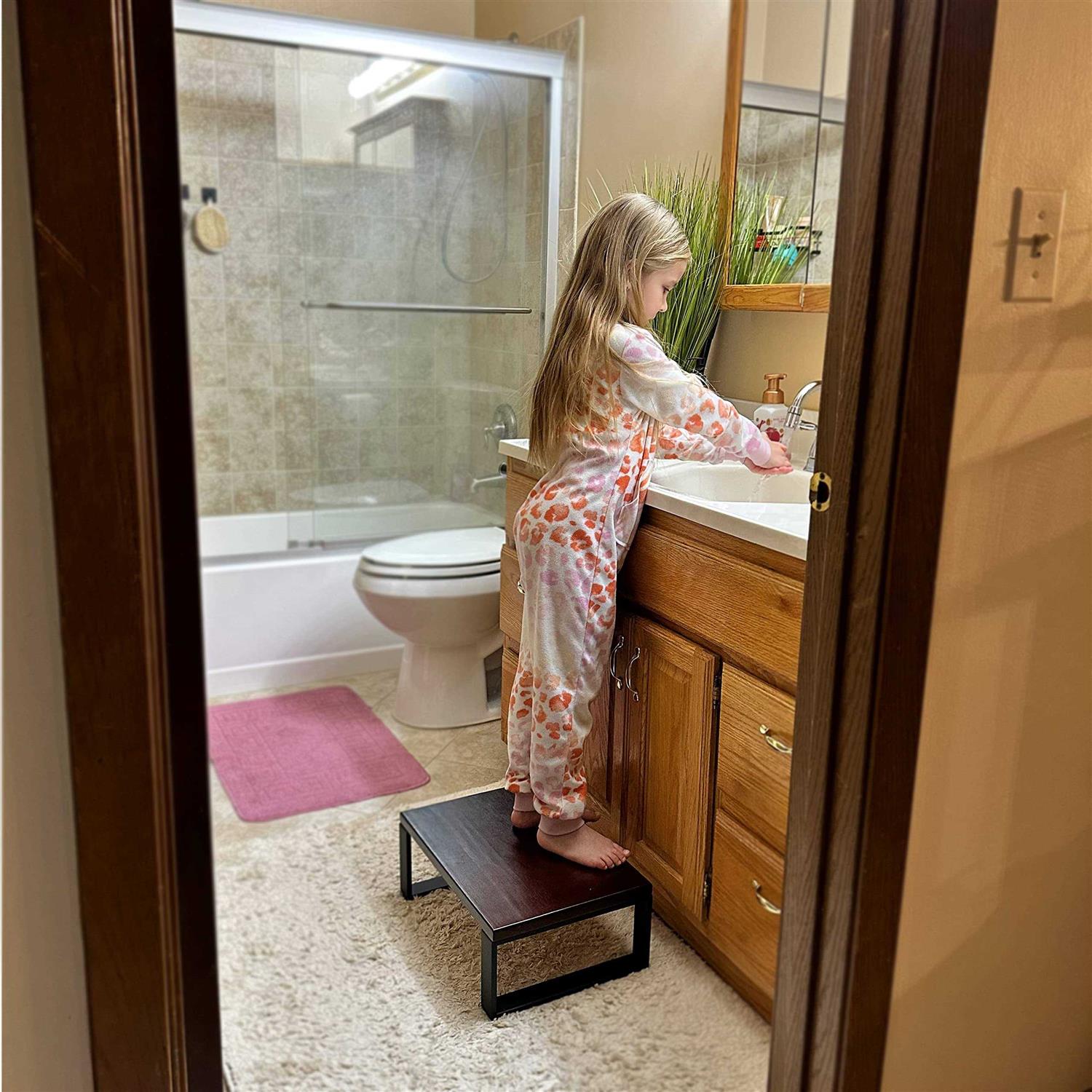 RORKEE Wood Step Stool with 350 pounds Load Capacity wooden bedside Step Stool Adults f - Zenithce