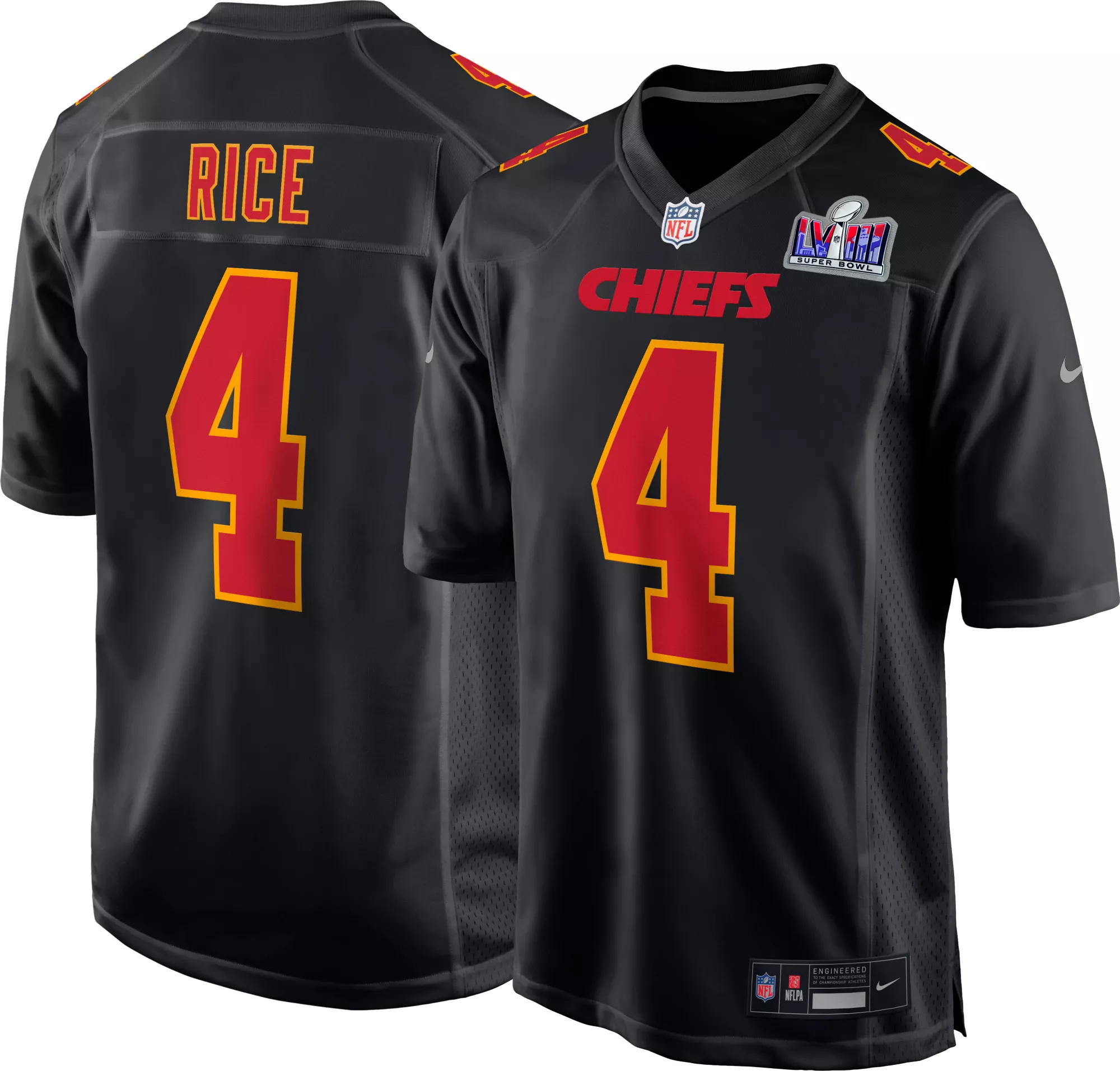 Kansas City Chiefs #4 Rashee Rice Black 2024 Super Bowl LVIII Patch Limited Stitched Game Jersey - Zenithce