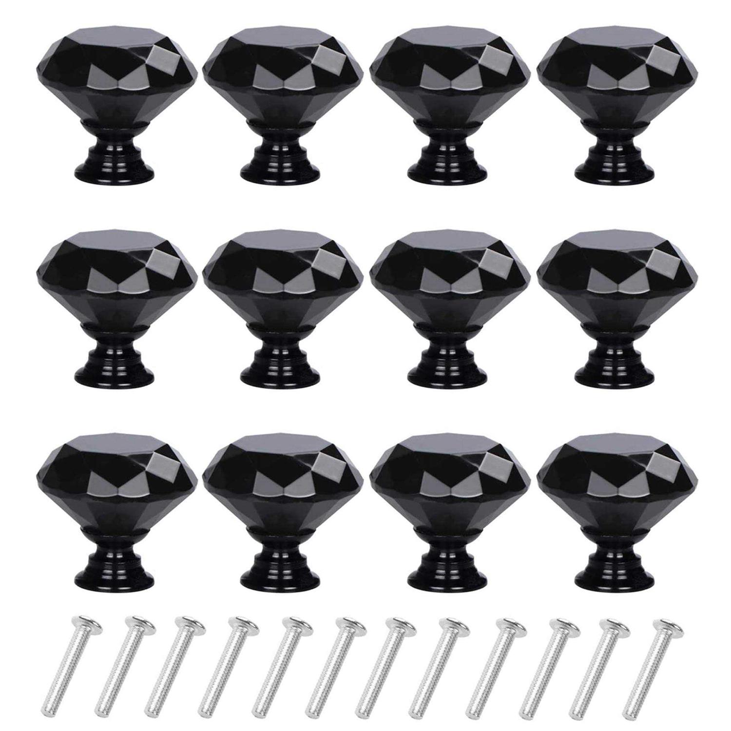 Yourgift Drawer Knobs Diamond Shaped Crystal Glass 30mm Cabinet Knobs Pull Handles - Zenithce