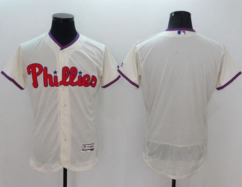 Phillies Blank Cream Flexbase Authentic Collection Stitched Jersey - Zenithce