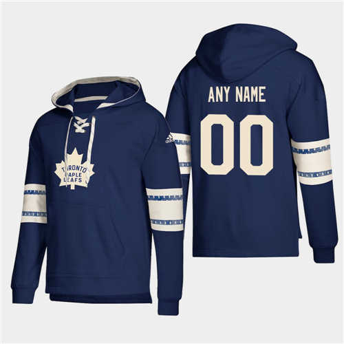 Toronto Maple Leafs Personalized Lace-Up Pullover Hoodie Blue - Zenithce
