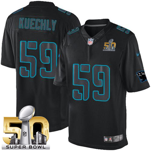 Panthers #59 Luke Kuechly Black Super Bowl 50 Stitched Impact Limited Nike Jersey - Zenithce