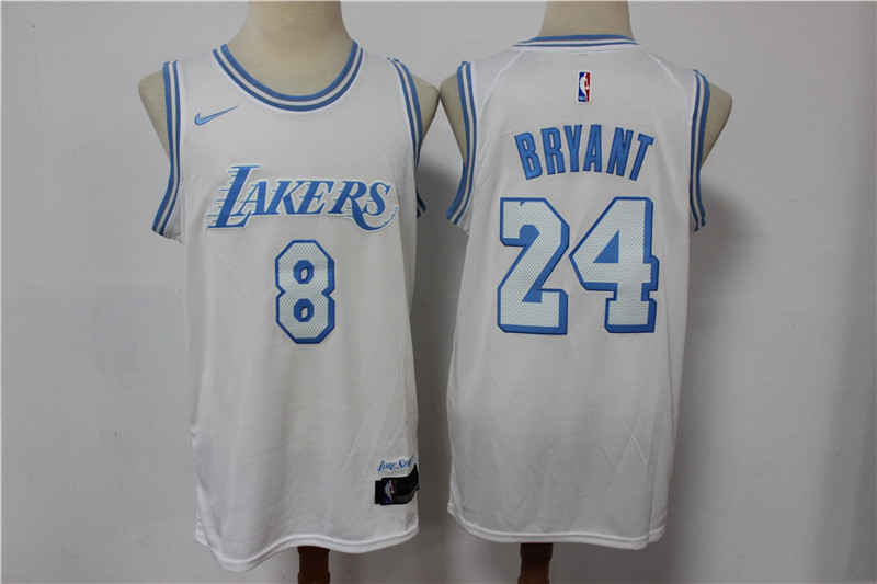 Los Angeles Lakers #8 #24 Kobe Bryant White NEW 2021 City Edition Stitched Jersey - Zenithce