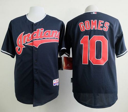 Indians #10 Yan Gomes Navy Blue Cool Base Stitched Jersey - Zenithce