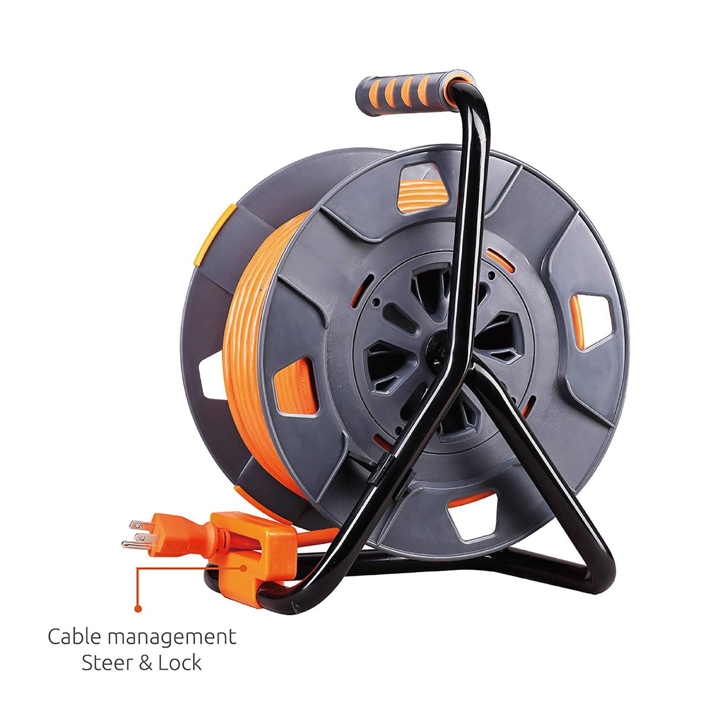 Link2Home Cord Reel 25 ft. Extension Cord Power Outlets - Zenithce