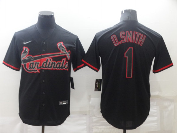 St. Louis Cardinals #1 Ozzie Smith Black Shadow Cool Base Stitched Jersey - Zenithce
