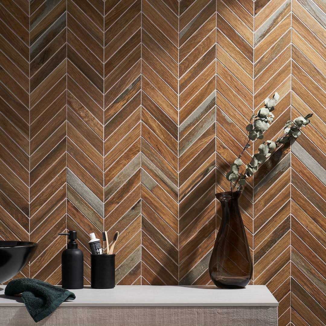 Ivy Hill Tile Everlasting Chevron 9.44 in. x 19.68 in. Matte Wood Look Porcelain Mosaic Tile - Zenithce