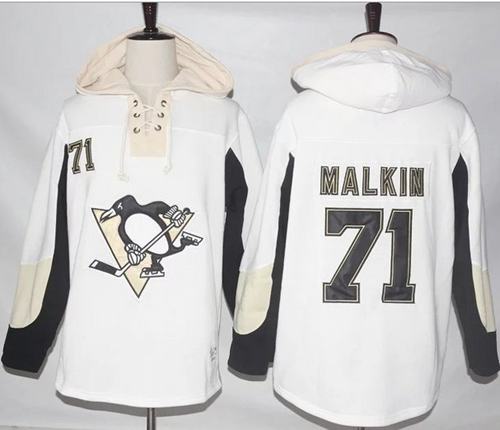 Penguins #71 Evgeni Malkin White Pullover Hoodie Stitched NHL Jersey - Zenithce