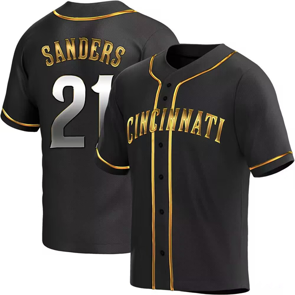 Cincinnati Reds #21 Reggie Sanders Black Cool Base Stitched Jersey - Zenithce