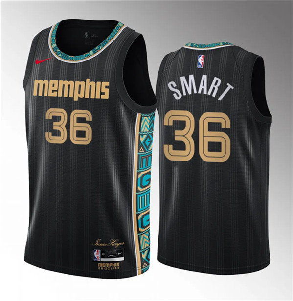 Memphis Grizzlies #36 Marcus Smart Black 2023 Draft City Edition Stitched Jersey - Zenithce