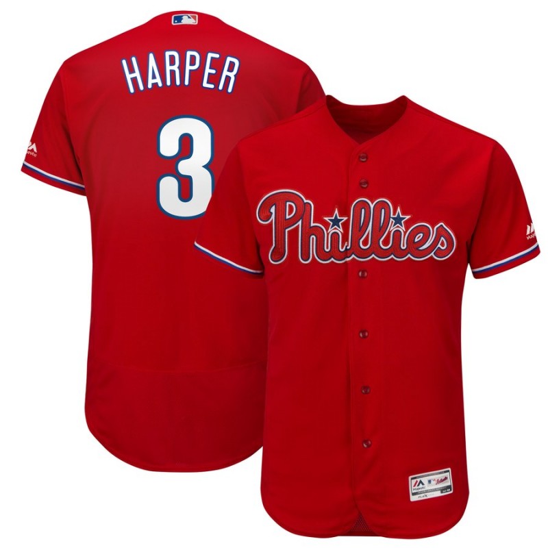 Philadelphia Phillies #3 Bryce Harper Majestic Scarlet Flexbase Stitched Jersey - Zenithce