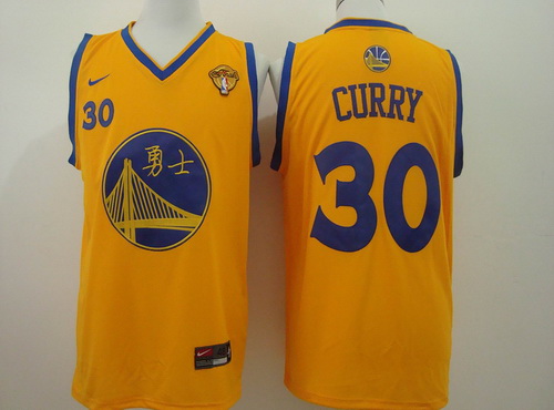 Golden State Warriors #30 Stephen Curry Chinese Yellow Authentic Jersey - Zenithce