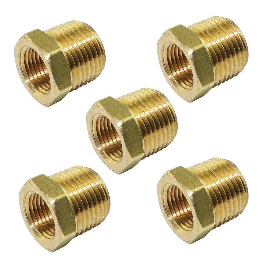 TL TOOLEGIN 3/8 NPT Male x NPT Female Brass Bushing Reducer Adapter Reducing Pipe Fitting 5pcs 1200 PSI - Zenithce