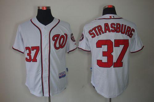 Nationals #37 Stephen Strasburg Stitched White Jersey - Zenithce