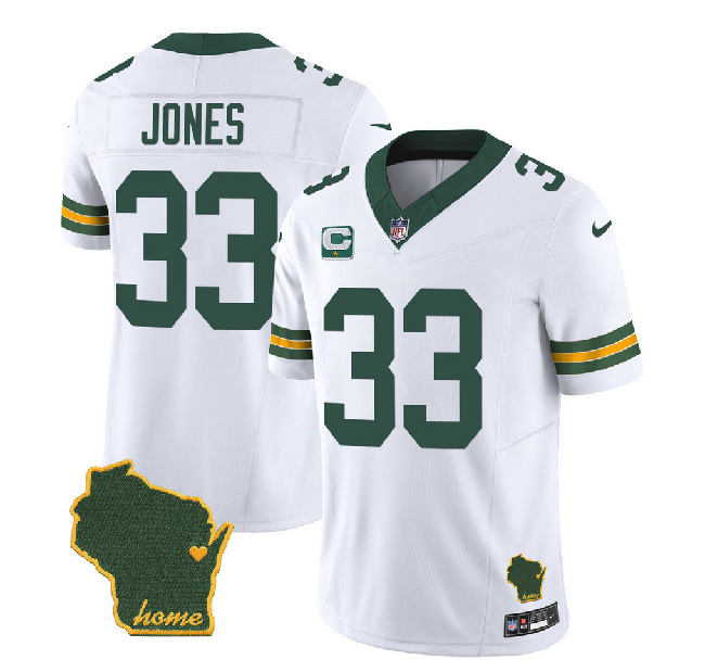 Green Bay Packers #33 Aaron Jones White 2023 F.U.S.E. Home Patch And 1-Star C Patch Vapor Untouchable Limited Stitched Jersey - Zenithce