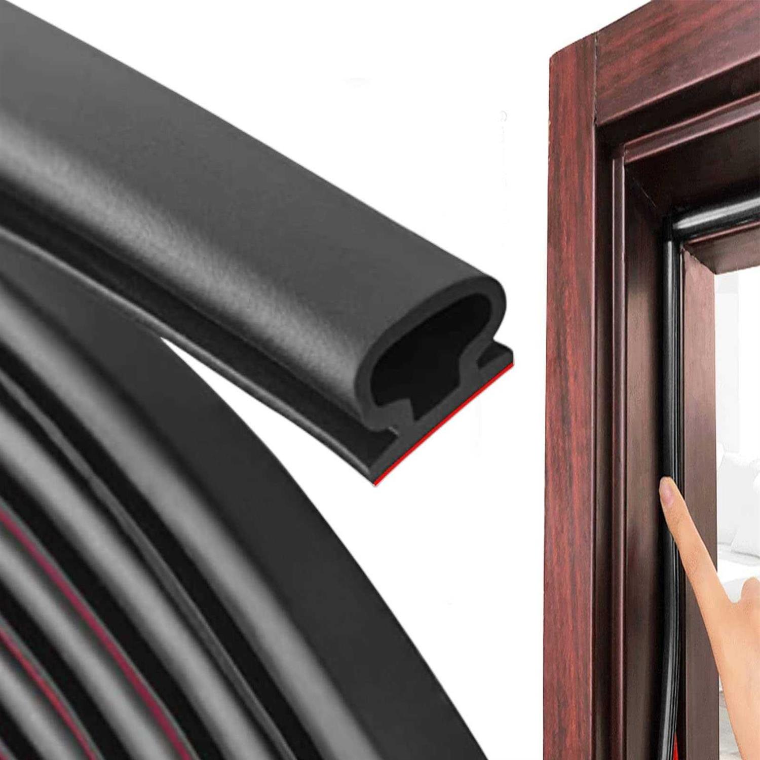 Weather Stripping Door Seal Strip,Self-Adhesive Rubber D-Shape Door Weather Stripping Sealers for Door Frame Window Insulation Large Gap - Zenithce