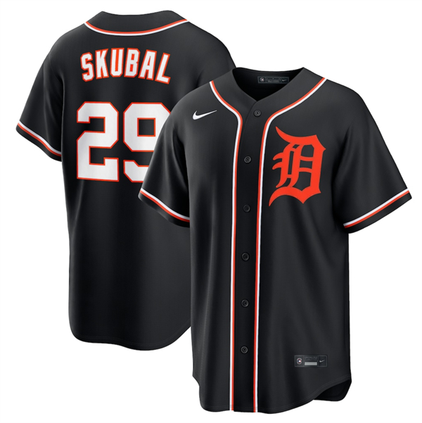Detroit Tigers #29 Tarik Skubal Black Out Stitched Jersey - Zenithce