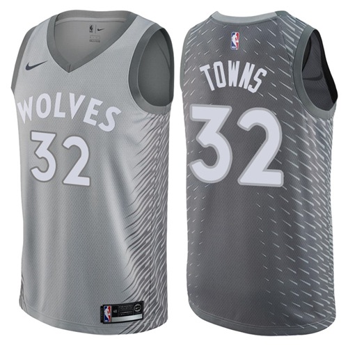 Minnesota Timberwolves #32 Karl-Anthony Towns Gray Swingman City Edition Jersey - Zenithce