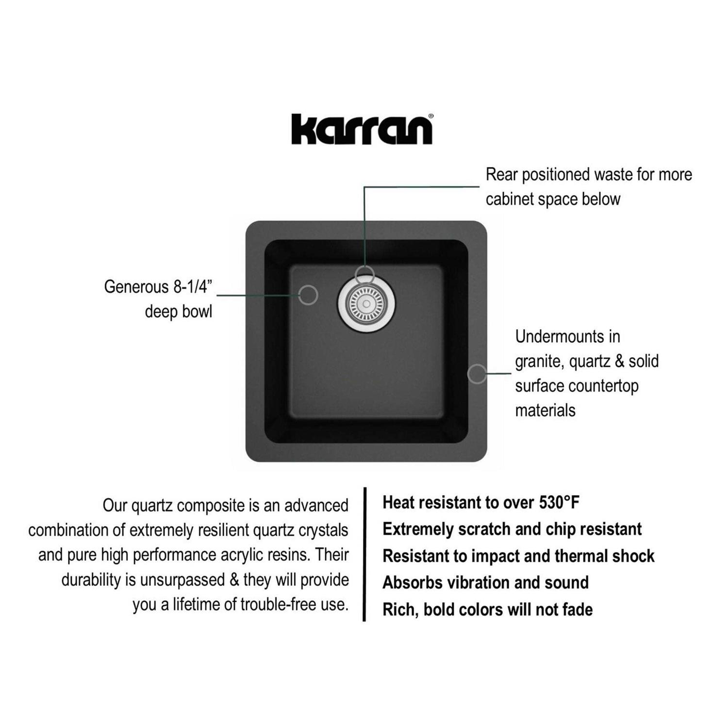 Karran Undermount Quartz Bar Single Bowl Sink QU-690 - Zenithce