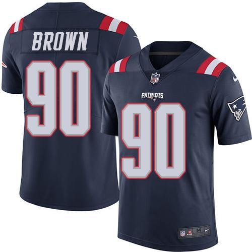 Patriots #90 Malcom Brown Navy Blue Stitched Limited Rush Nike Jersey - Zenithce
