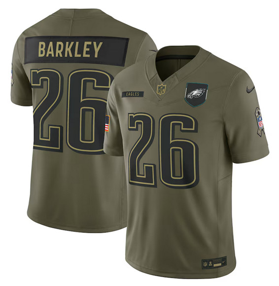 Philadelphia Eagles #26 Saquon Barkley Olive 2025 Salute to Service Limited Stitched Jersey - Zenithce