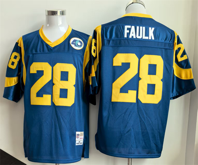 Los Angeles Rams #28 Marshall Faulk Royal Throwback Football Stitched Jersey - Zenithce
