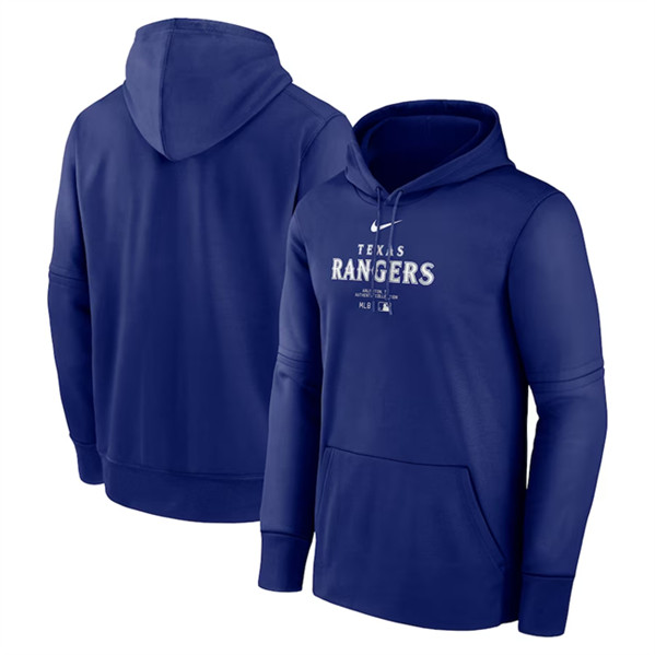 Texas Rangers Royal Collection Practice Performance Pullover Hoodie - Zenithce