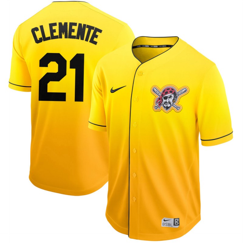 Pittsburgh Pirates #21 Roberto Clemente Gold Fade Stitched Jersey - Zenithce