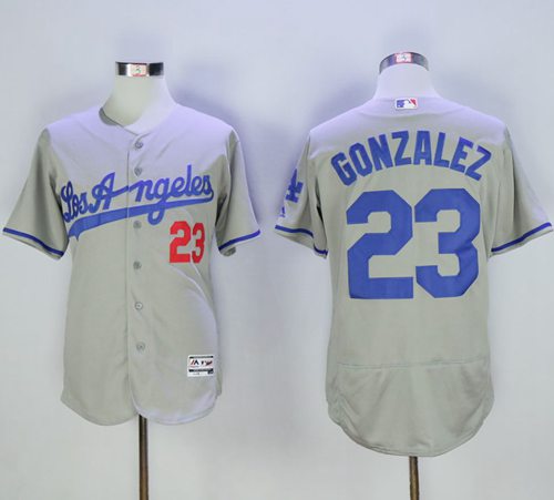 Dodgers #23 Adrian Gonzalez Grey Flexbase Authentic Collection Road Stitched Jersey - Zenithce
