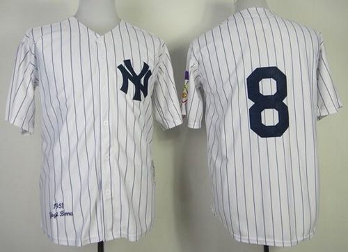 Mitchell And Ness 1951 Yankees #8 Yogi Berra Stitched White Throwback Jersey - Zenithce