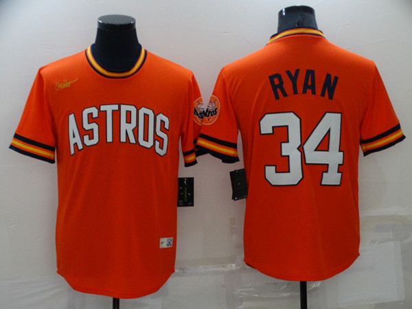 Houston Astros #34 Nolan Ryan Orange Cool Base Stitched Jersey - Zenithce