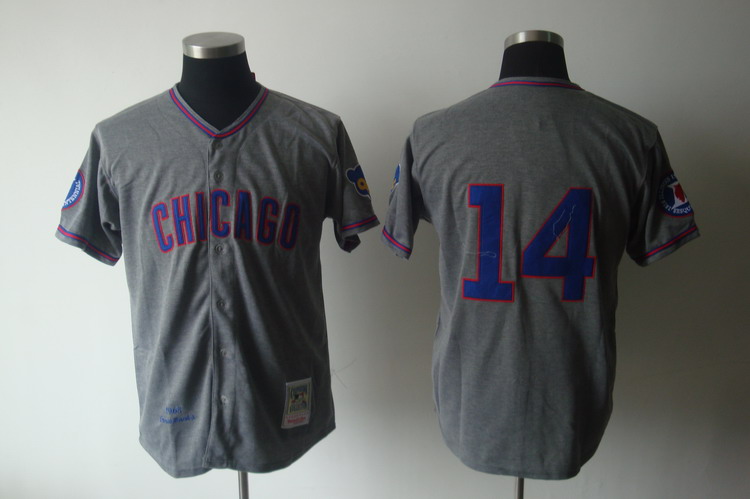 Mitchell And Ness 1968 Cubs #14 Ernie Banks Grey Stitched Throwback Jersey - Zenithce