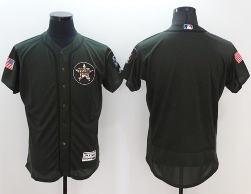 Astros Blank Green Flexbase Authentic Collection Salute To Service Stitched Jersey - Zenithce