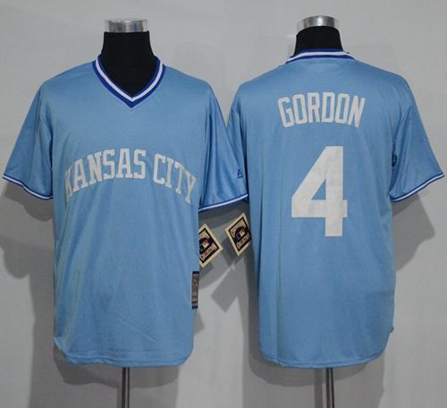 Royals #4 Alex Gordon Light Blue Cooperstown Stitched Jersey - Zenithce