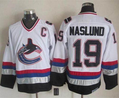 Canucks #19 Markus Naslund White Black CCM Throwback Stitched Jersey - Zenithce