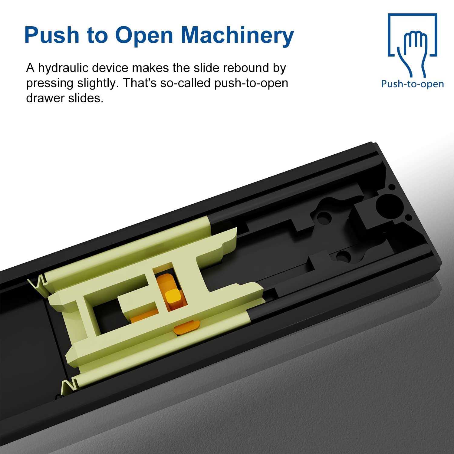 VADANIA Vf1245 Push to Open Drawer Slides Ball Bearing Side Mount 3-Fold Full Extension - Zenithce