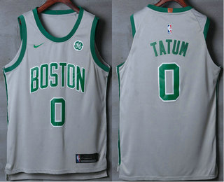 Boston Celtics #0 Jayson Tatum Grey 2017-2018 Authentic General Electric Stitched Jersey - Zenithce