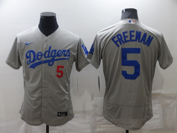 Los Angeles Dodgers #5 Freddie Freeman Grey Flex Base Stitched Jersey - Zenithce