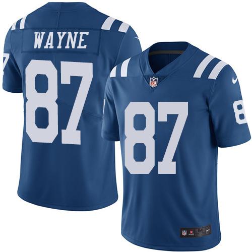Colts #87 Reggie Wayne Royal Blue Stitched Limited Rush Nike Jersey - Zenithce