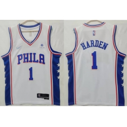 Philadelphia 76ers #1 James Harden association edition white Stitched jersey - Zenithce