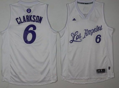 Los Angeles Lakers #6 Jordan Clarkson Adidas White 2016 Christmas Day Stitched Swingman Jersey - Zenithce