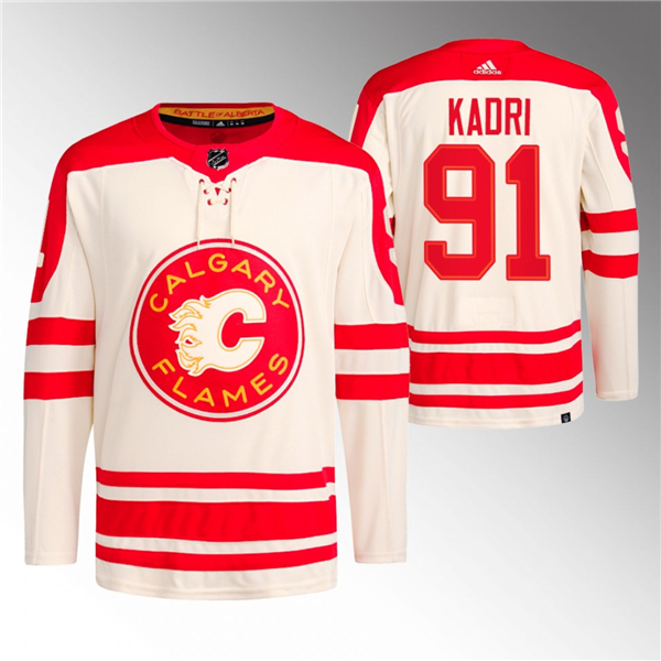 Calgary Flames #91 Nazem Kadri 2023 Cream Classic Primegreen Stitched Jersey - Zenithce
