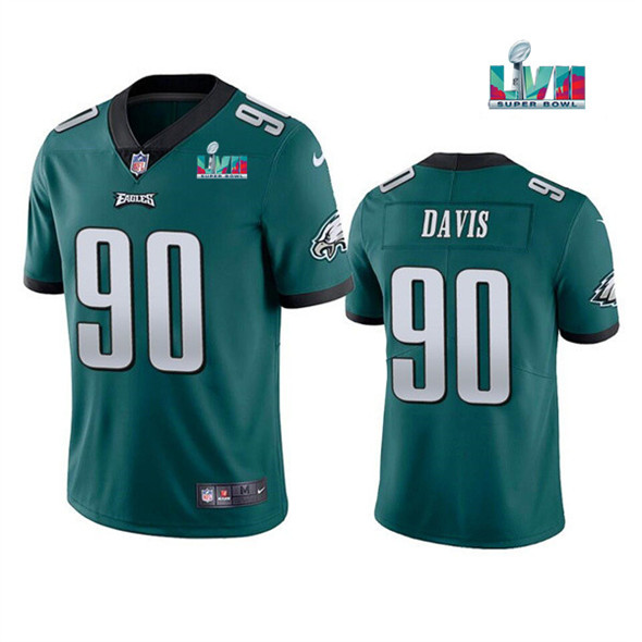 Philadelphia Eagles #90 Jordan Davis Green Super Bowl LVII Patch Vapor Untouchable Limited Stitched Jersey - Zenithce