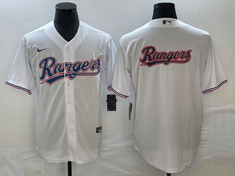 Texas Rangers White Team Big Logo Cool Base Stitched Jersey - Zenithce