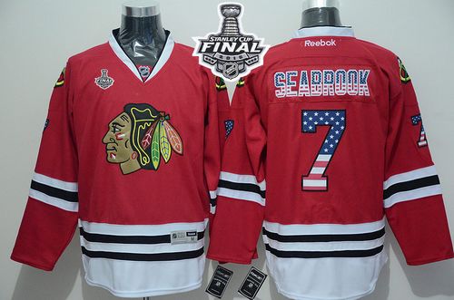 Blackhawks #7 Brent Seabrook Red USA Flag Fashion 2015 Stanley Cup Stitched Jersey - Zenithce