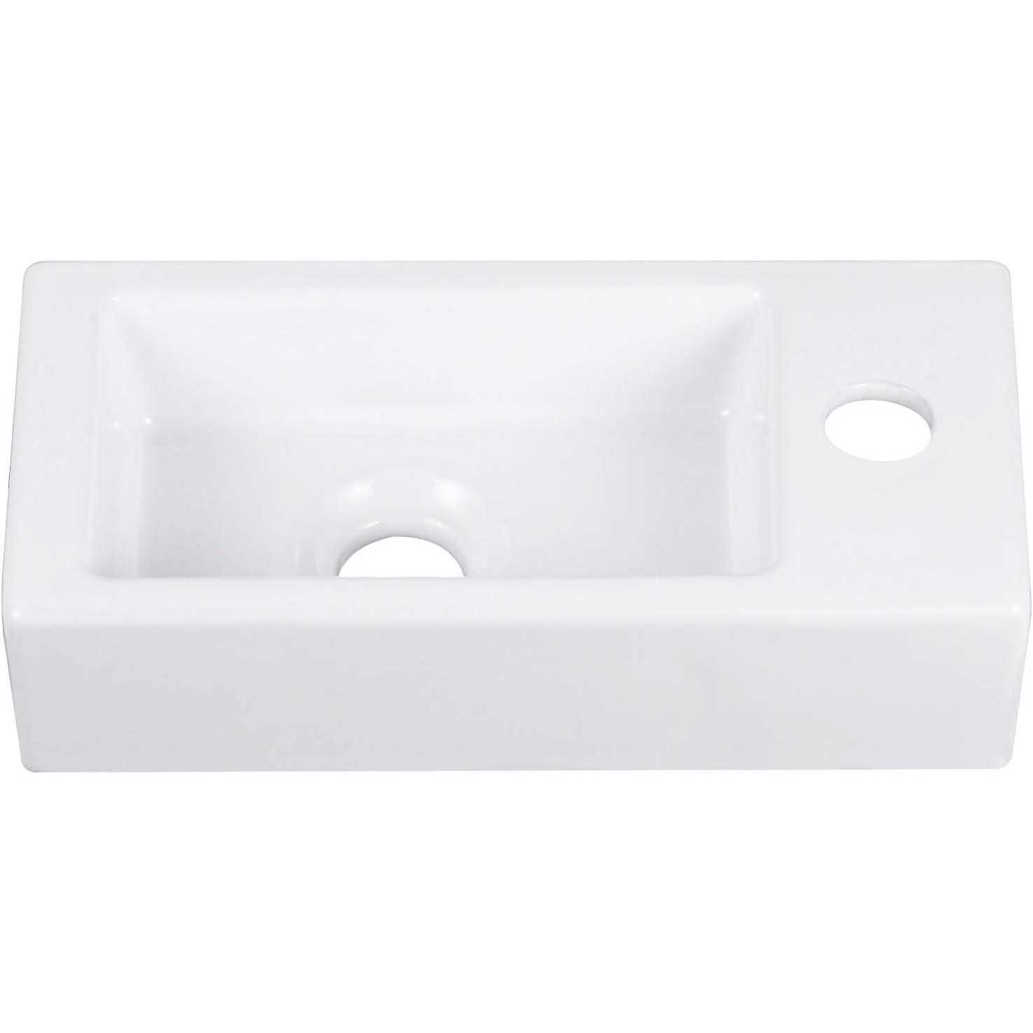 DeerValley Ally 12” White Ceramic Rectangular Vessel Bathroom Sink - Zenithce
