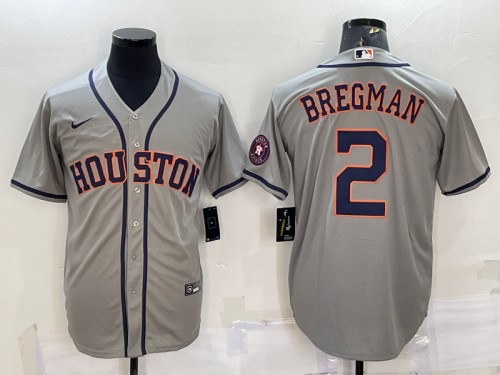 Houston Astros #2 Alex Bregman Gray With Patch Cool Base Stitched Jersey - Zenithce