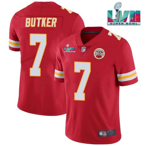 Kansas City Chiefs #7 Harrison Butker Red Super Bowl LVII Patch Vapor Untouchable Limited Stitched Jersey - Zenithce
