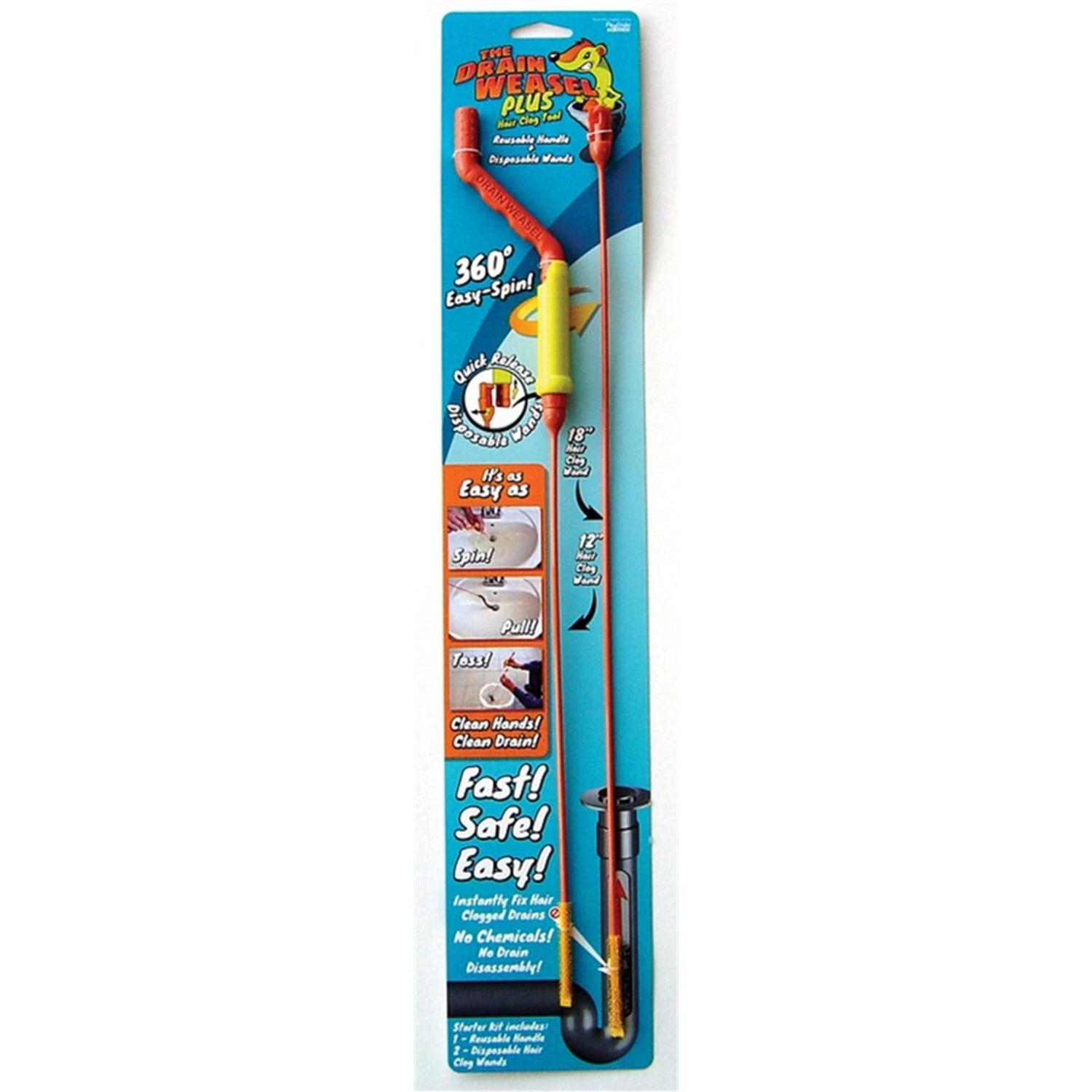 Flexisnake Drain Weasel Sink Snake Clog Remover Kit with 3 Micro-Hook Refill Wands - Zenithce